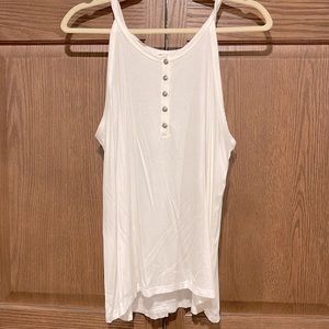 White Summer Tank with Button Details